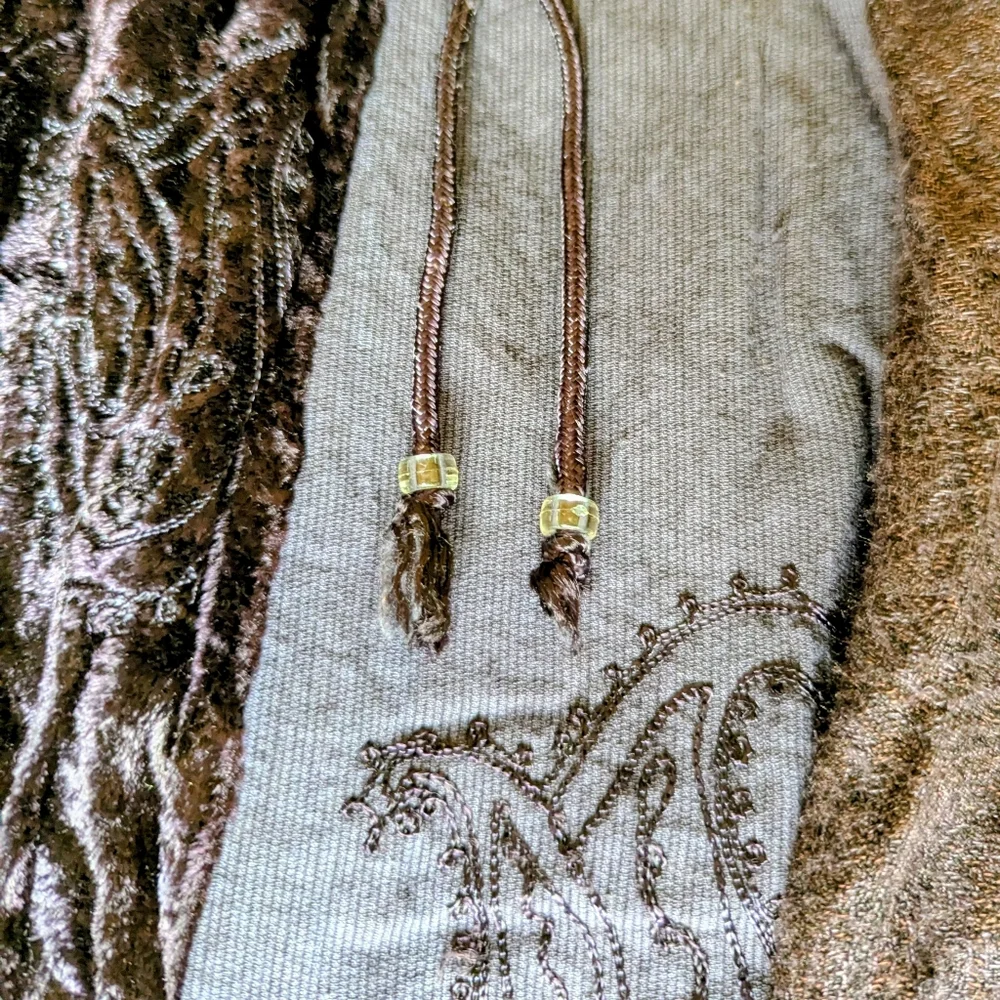 Vtg Boho Velvet Skirt Gypsy Cosplay Raaga Patchwork Embroidered OS Purple Brown - Picture 7 of 14